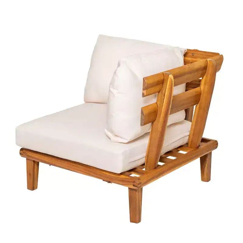Christopher Knight Home Qevan Ensemble de canapés modulables d'extérieur 5 pièces en bois d'acacia moderne avec table basse