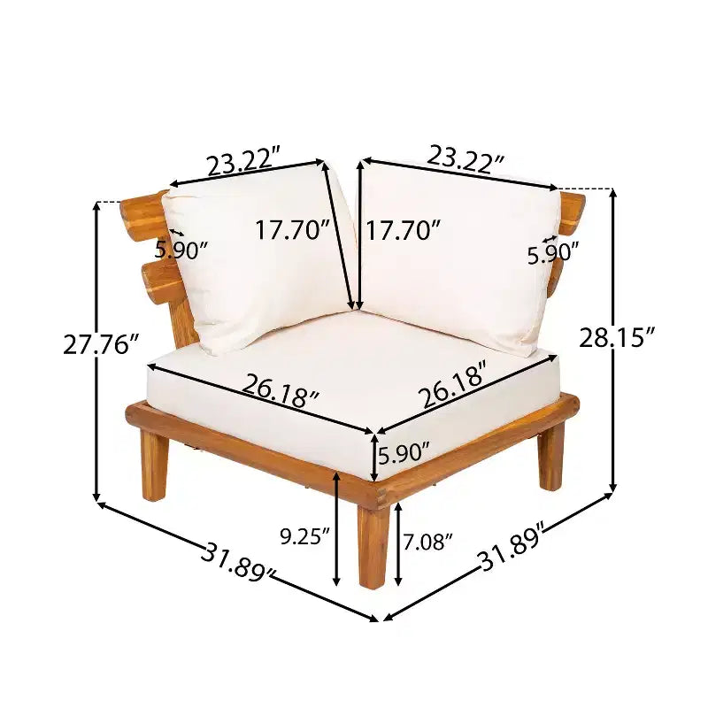 Christopher Knight Home Qevan Ensemble de canapés modulables d'extérieur 5 pièces en bois d'acacia moderne avec table basse