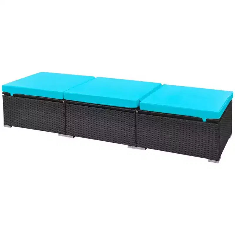 vidaXL Canapé de jardin noir et bleu tropical