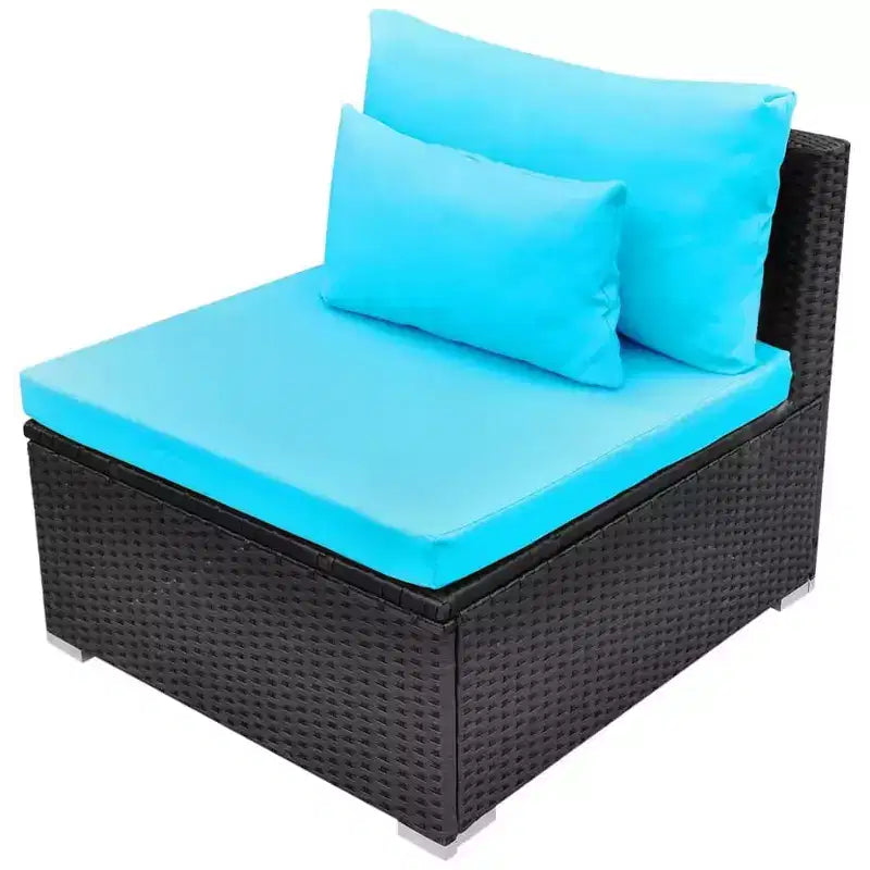 vidaXL Canapé de jardin noir et bleu tropical