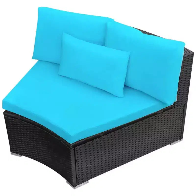 vidaXL Canapé de jardin noir et bleu tropical