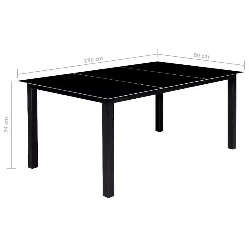vidaXL Table et chaises de jardin Noir Aluminium laqué, Verre, Textilène