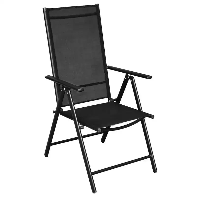 vidaXL Table et chaises de jardin Noir Aluminium laqué, Verre, Textilène