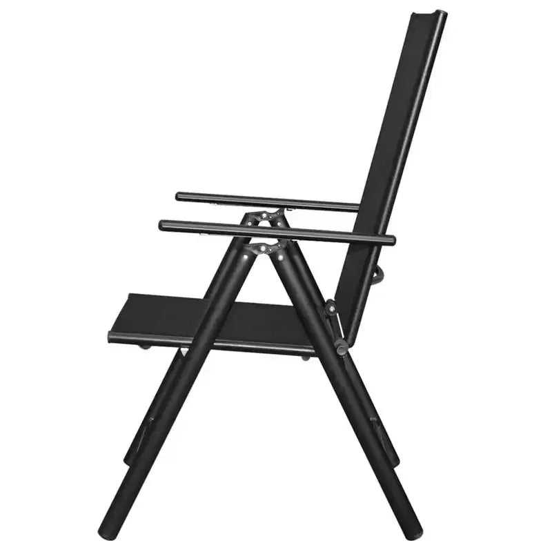 vidaXL Table et chaises de jardin Noir Aluminium laqué, Verre, Textilène