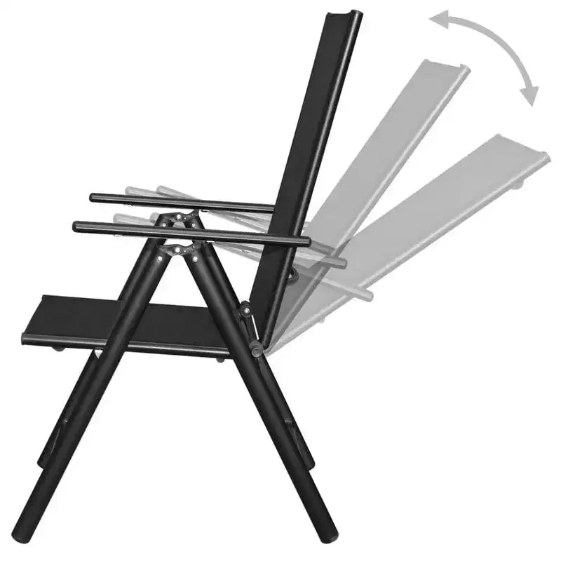 vidaXL Table et chaises de jardin Noir Aluminium laqué, Verre, Textilène