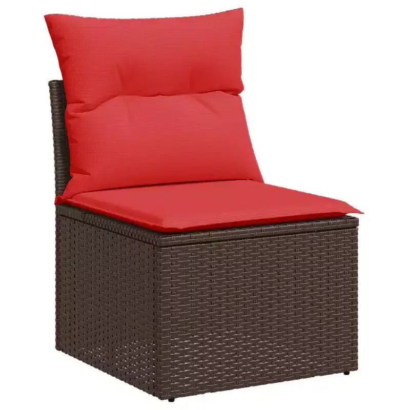 vidaXL Salon de jardin avec coussins, Ensemble de canapés modulaires d'extérieur, 9 pièces, résine tressée