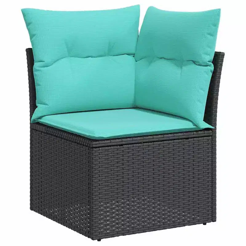 vidaXL Salon de jardin 6 pièces avec coussins résine tressée noir