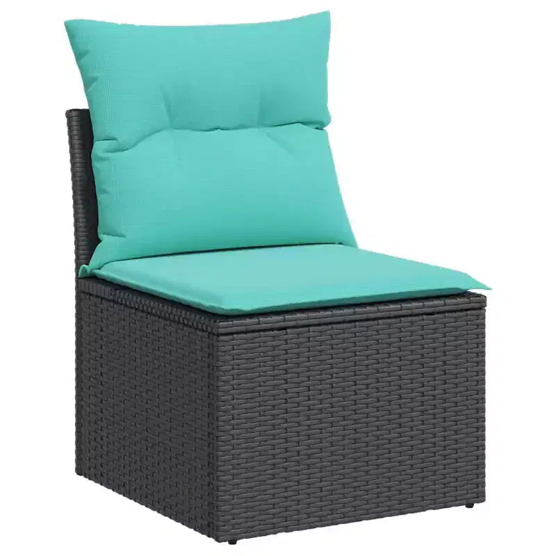 vidaXL Salon de jardin 6 pièces avec coussins résine tressée noir