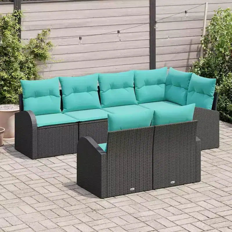 vidaXL Salon de jardin 7 pcs – Noir et turquoise