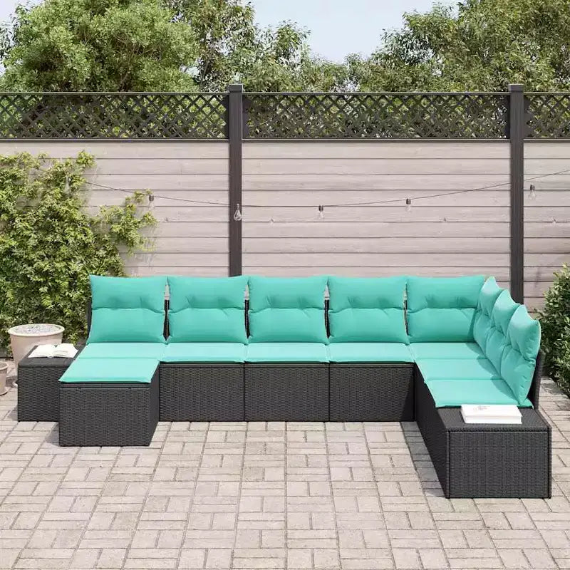 vidaXL Salon de jardin 8 pcs Noir et turquoise 319 x 209 x 85 cm - Noir et turquoise sans table