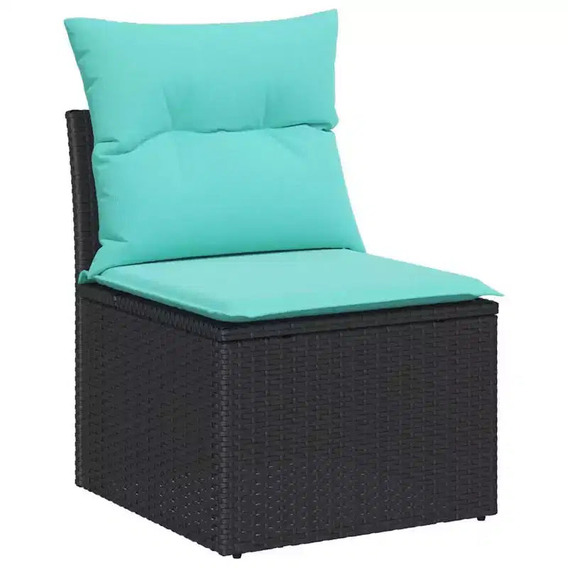 vidaXL Salon de jardin 8 pcs Noir et turquoise 319 x 209 x 85 cm - Noir et turquoise sans table