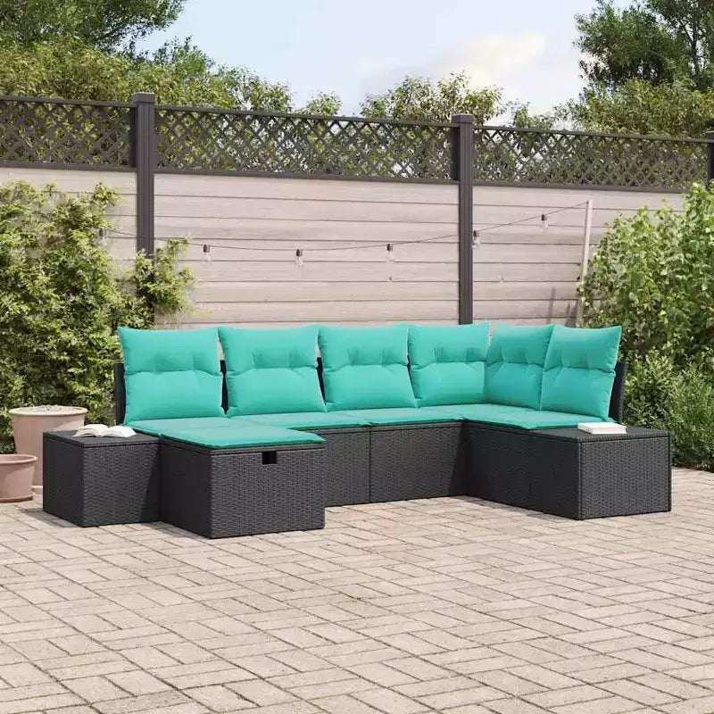 vidaXL Salon de jardin 6 pcs Noir 55 x 62 x 69 cm Résine tressée - Noir sans table Bleu