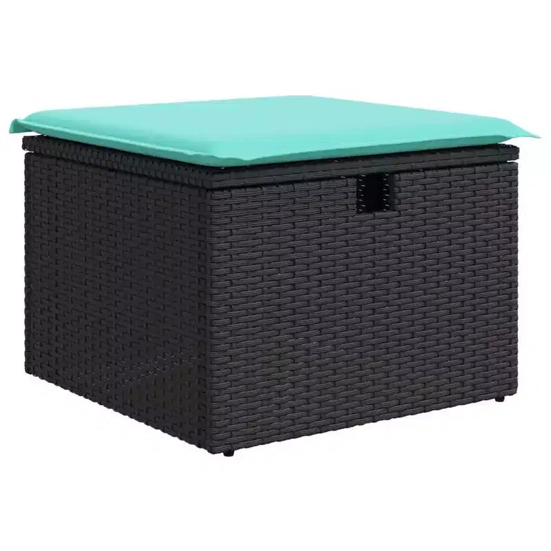 vidaXL Salon de jardin avec coussins 7 pcs Résine tressée noire - Noir sans table Bleu