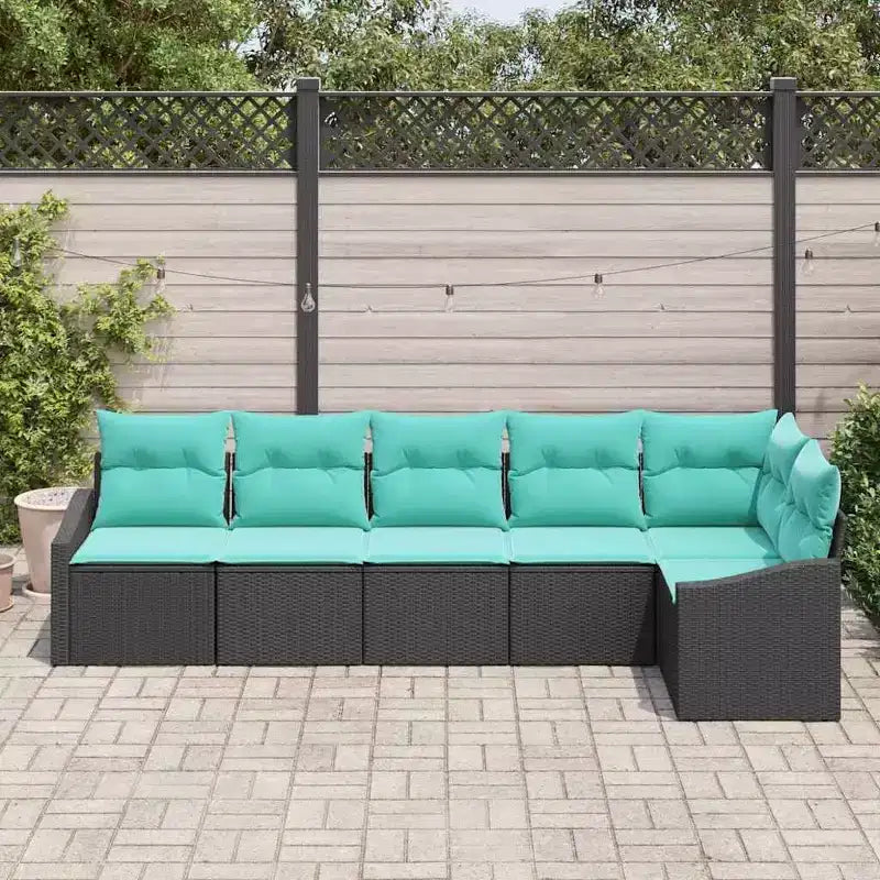 vidaXL Salon de jardin avec coussins 6 pcs Noir et turquoise