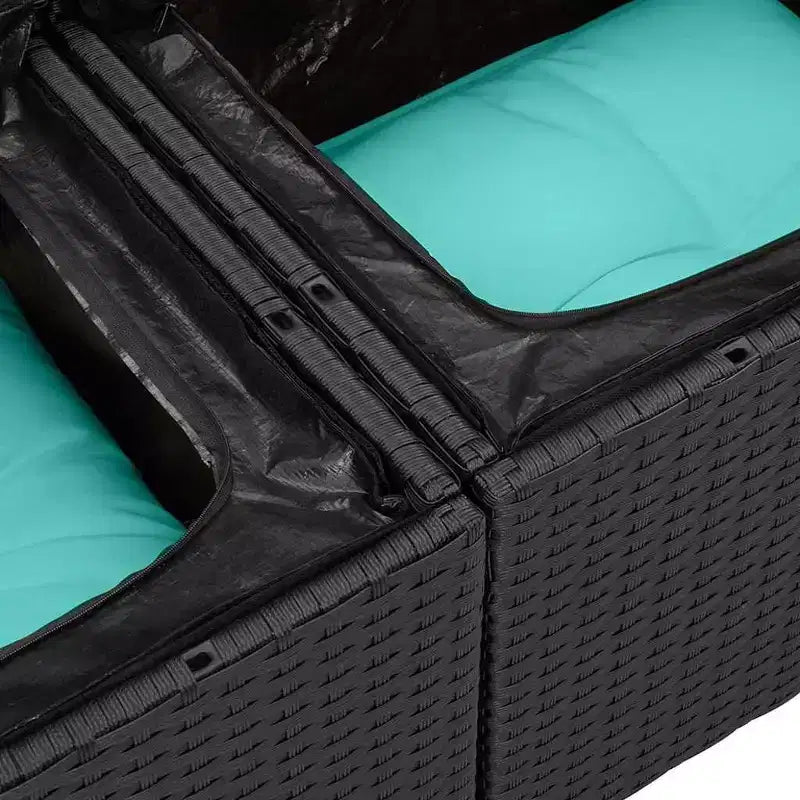 vidaXL Salon de jardin avec coussins 6 pcs Noir et turquoise
