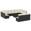 vidaXL 14 Piece Patio Sofa Set with Cushions Black Poly Rattan