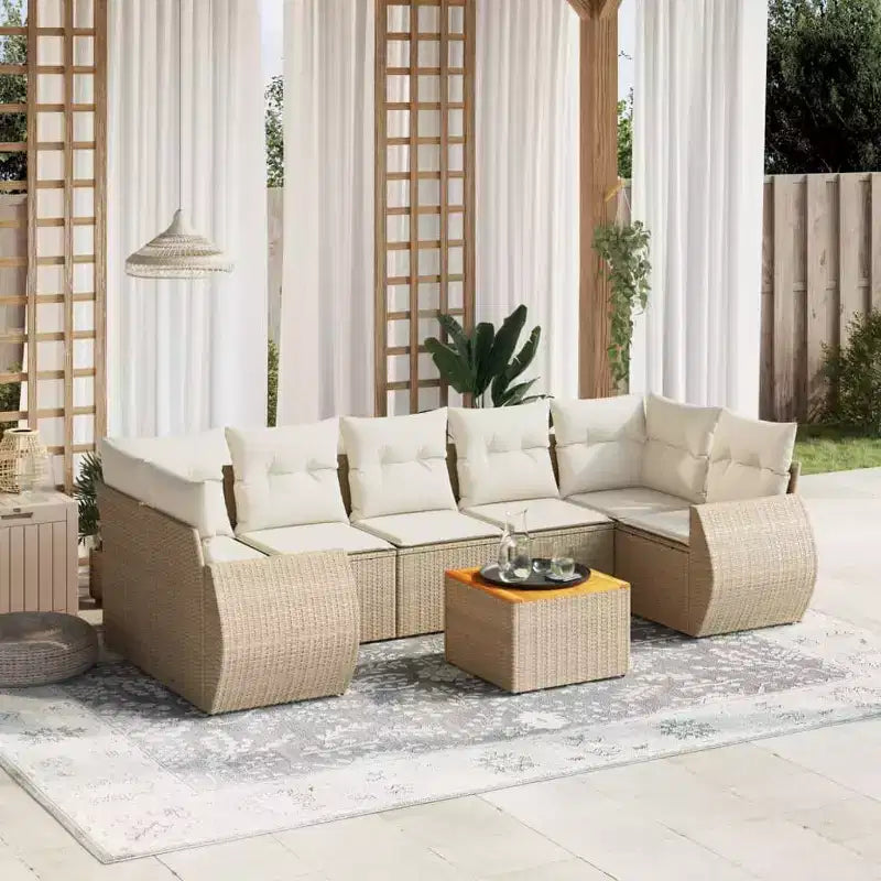 vidaXL Salon de jardin 8 pcs avec coussins résine tressée noir