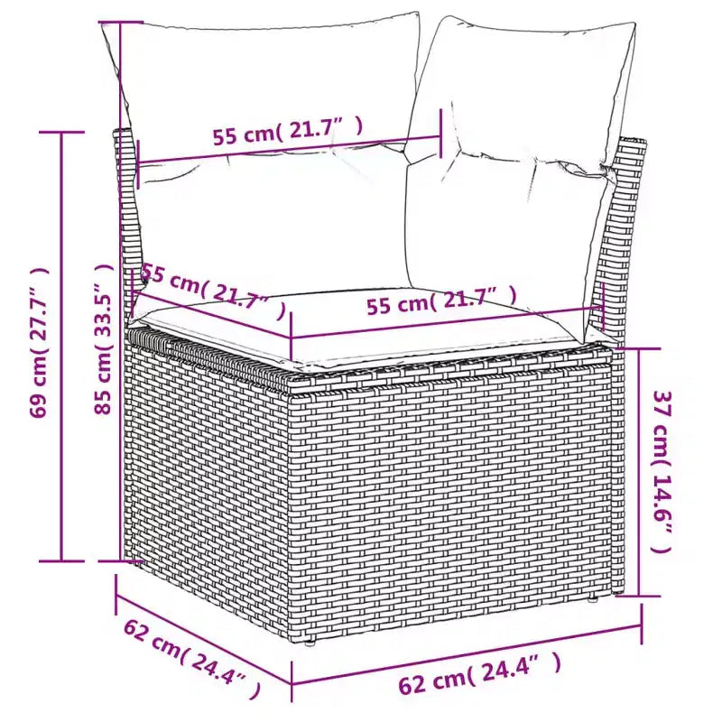vidaXL Salon de jardin 8 pcs avec coussins résine tressée noir