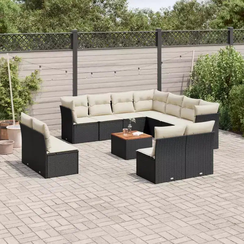 vidaXL Salon de jardin avec coussins, 12 pièces, résine tressée