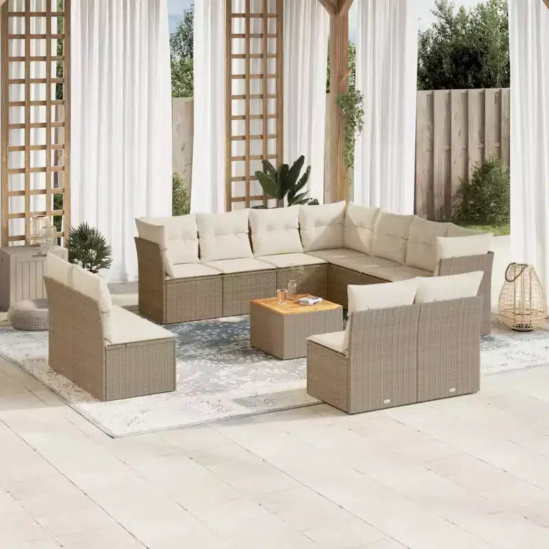 vidaXL Salon de jardin avec coussins, 12 pièces, résine tressée