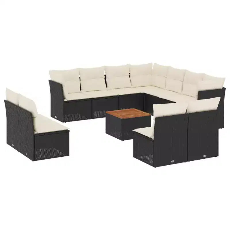 vidaXL Salon de jardin avec coussins, 12 pièces, résine tressée