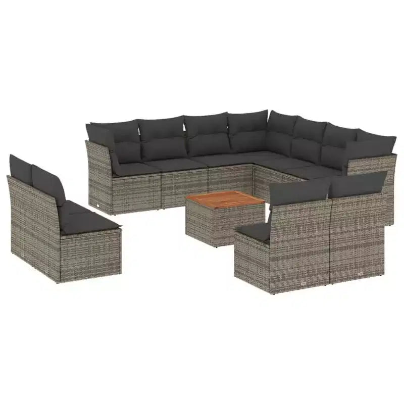 vidaXL Salon de jardin avec coussins, 12 pièces, résine tressée