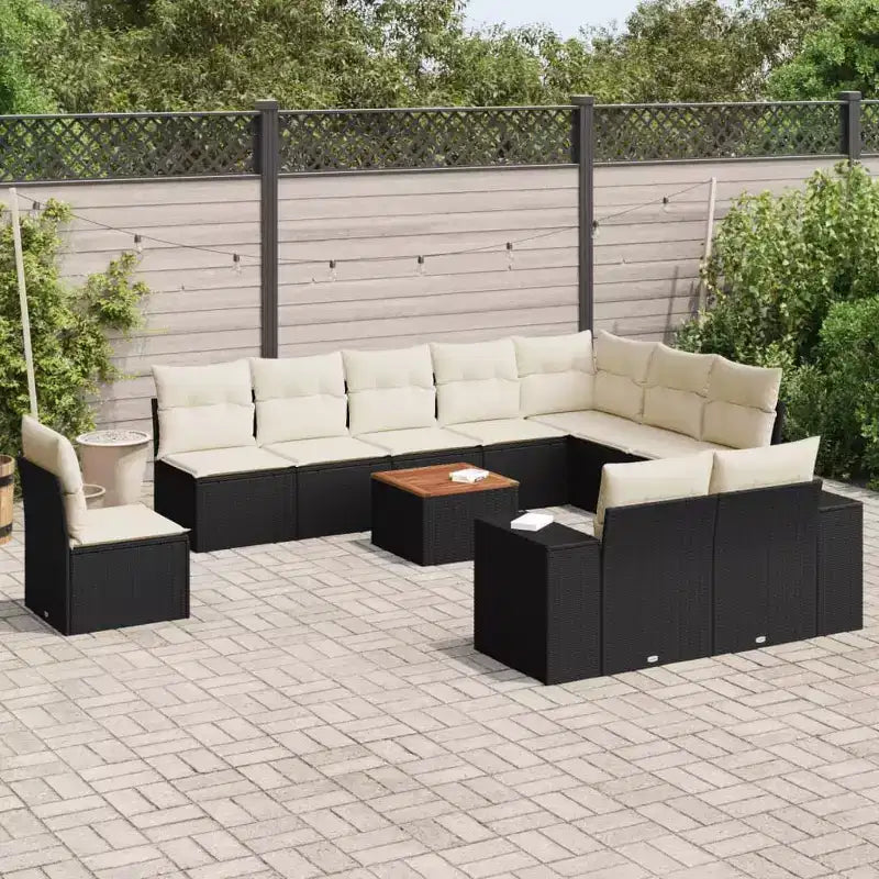 vidaXL Salon de jardin avec coussins 11 pièces en résine tressée