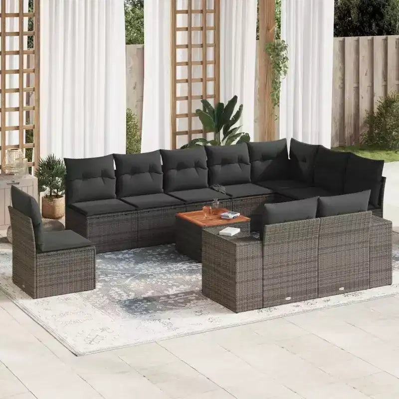 vidaXL Salon de jardin avec coussins 11 pièces en résine tressée
