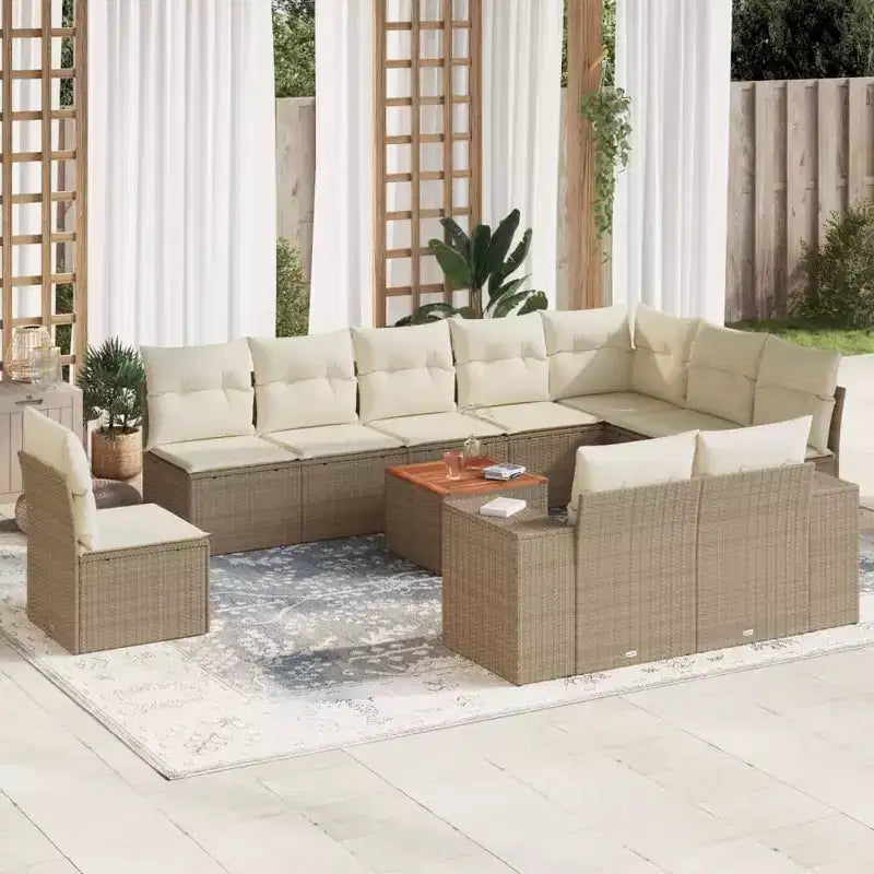 vidaXL Salon de jardin avec coussins 11 pièces en résine tressée
