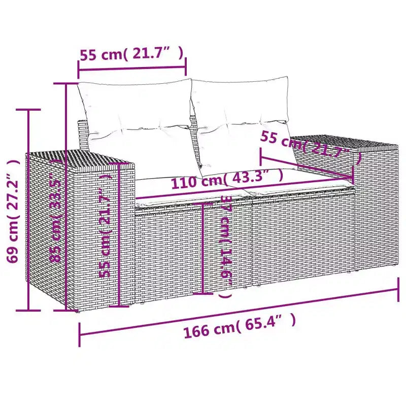 vidaXL Salon de jardin avec coussins 11 pièces en résine tressée