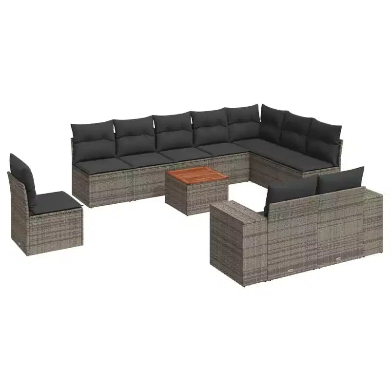 vidaXL Salon de jardin avec coussins 11 pièces en résine tressée