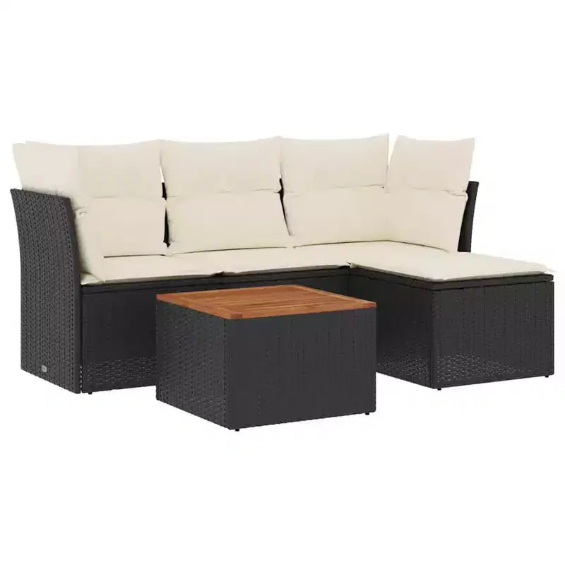 vidaXL Salon de jardin avec coussins, mobilier d'extérieur 5 pièces en poly rotin