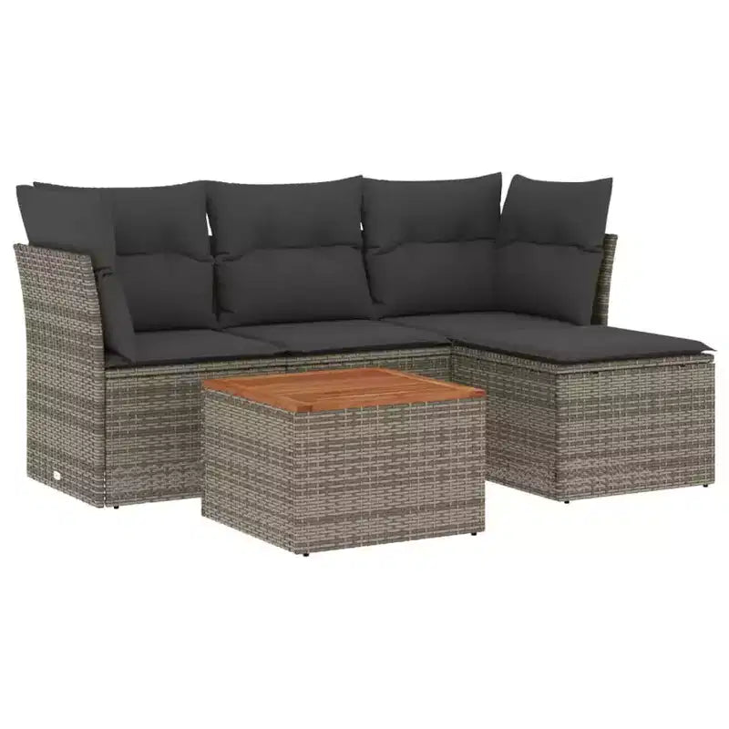 vidaXL Salon de jardin avec coussins, mobilier d'extérieur 5 pièces en poly rotin