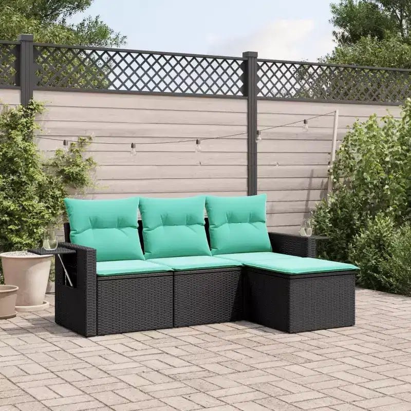 vidaXL Salon de jardin en rotin PE noir, acier poudré Standard