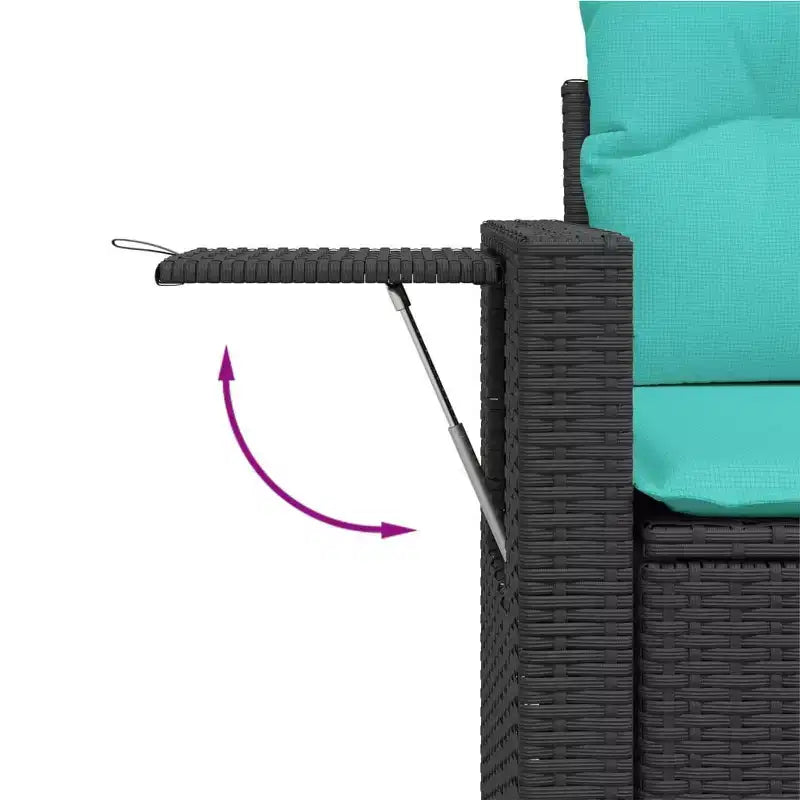 vidaXL Salon de jardin en rotin PE noir, acier poudré Standard
