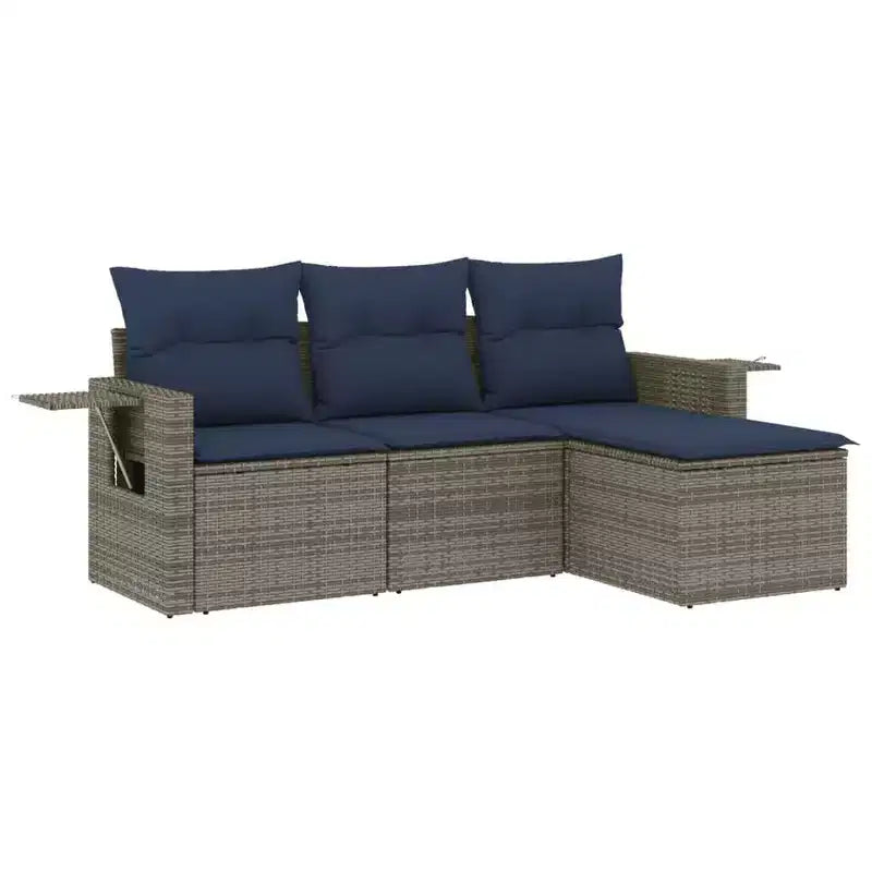 vidaXL Salon de jardin en rotin PE noir, acier poudré Standard