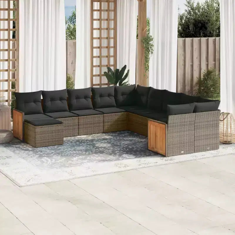 vidaXL Salon de jardin canapé noir en résine tressée grand modulable