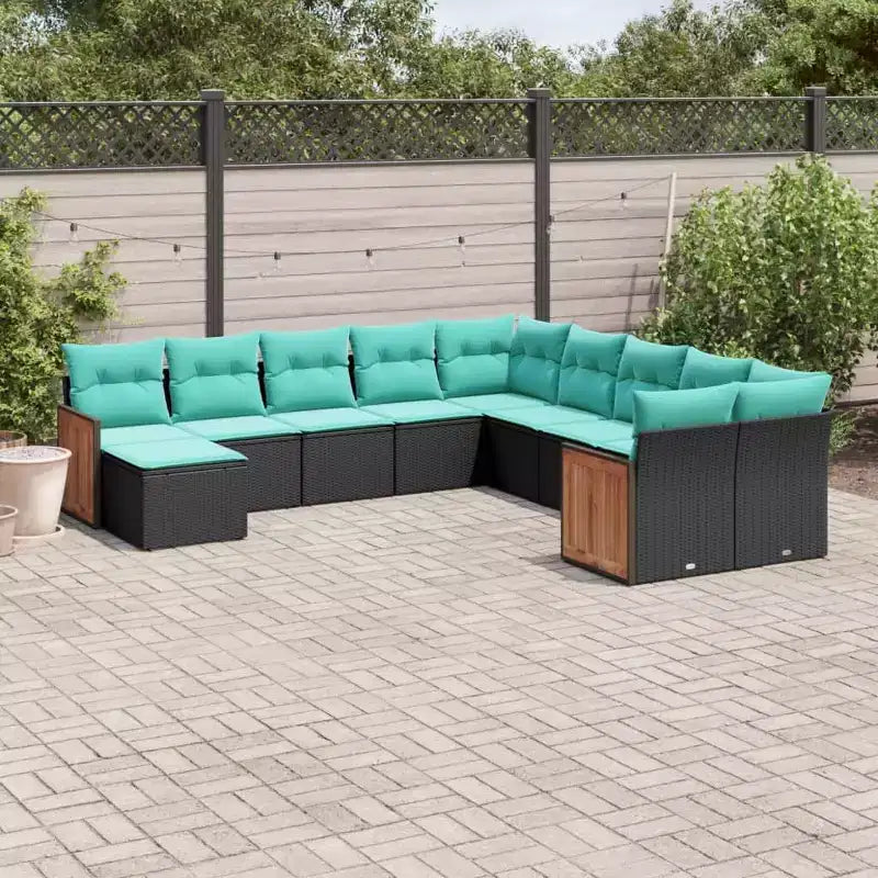 vidaXL Salon de jardin canapé noir en résine tressée grand modulable
