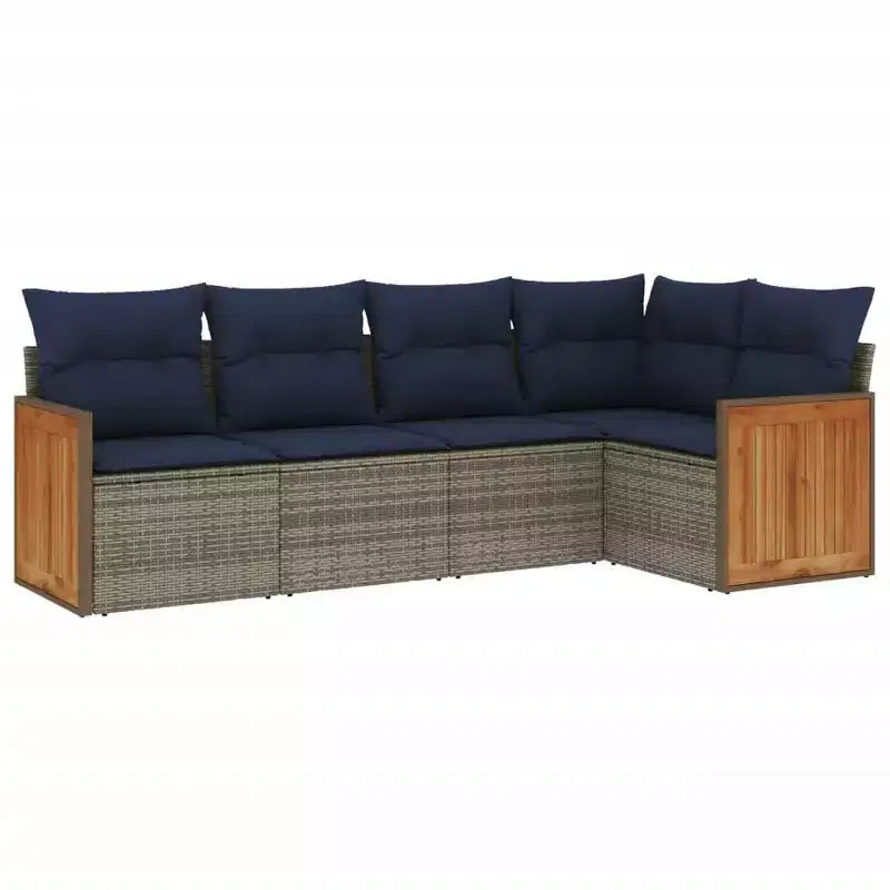 vidaXL Salon de jardin en rotin PE noir 5 pcs modulable