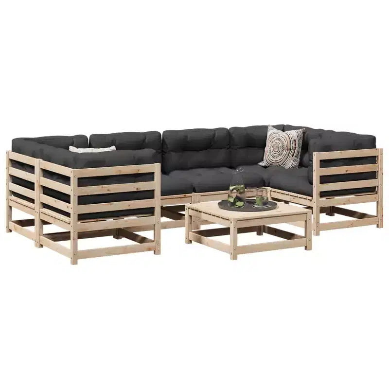 vidaXL Ensemble de canapés de jardin en bois de pin massif naturel, grand modulaire