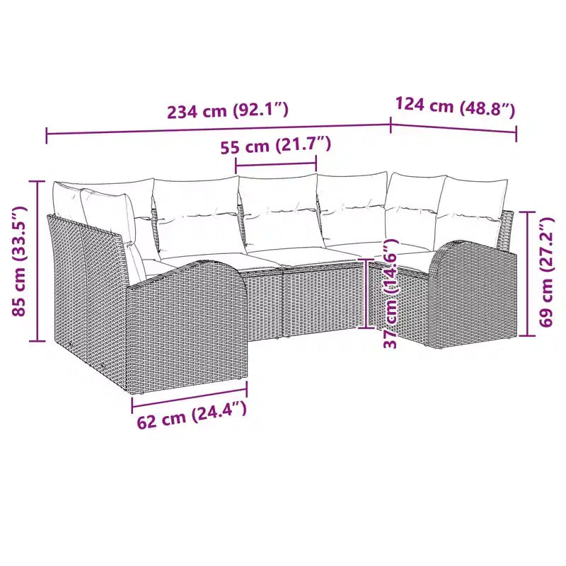 vidaXL Salon de jardin 6 pcs en résine tressée marron