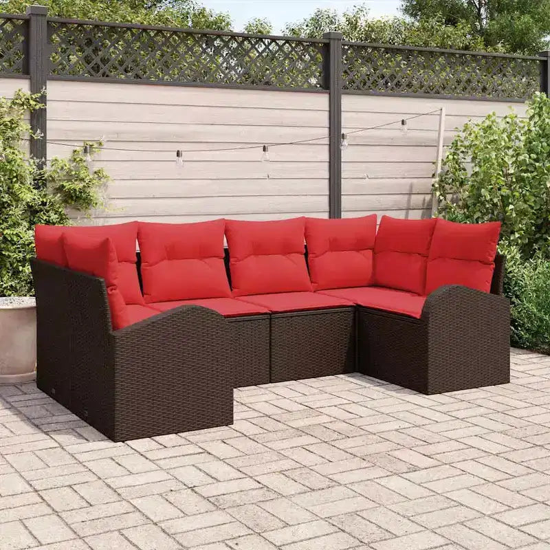 vidaXL Salon de jardin 6 pcs en résine tressée marron