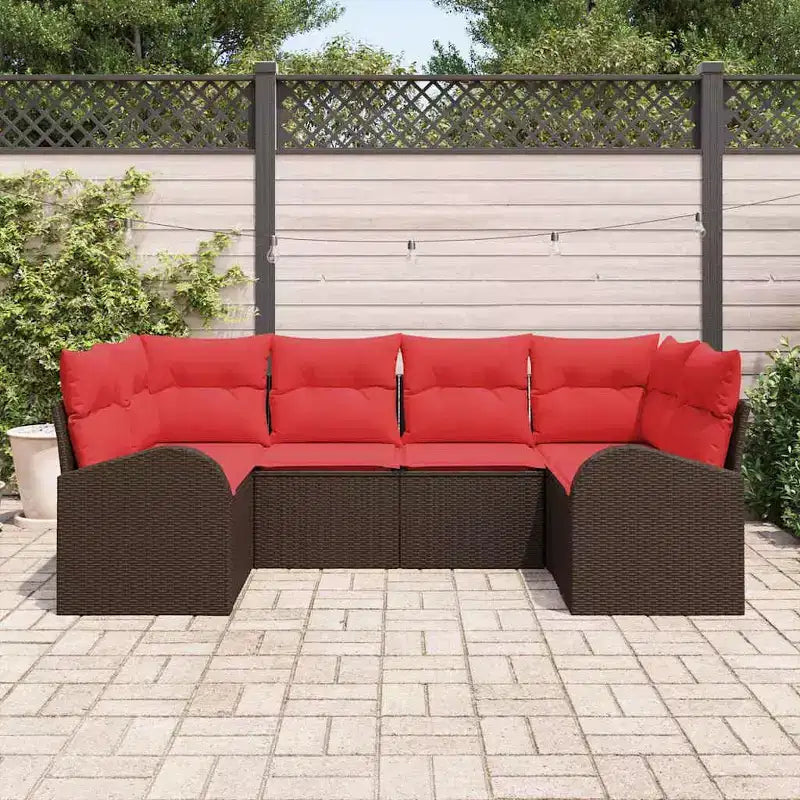 vidaXL Salon de jardin 6 pcs en résine tressée marron
