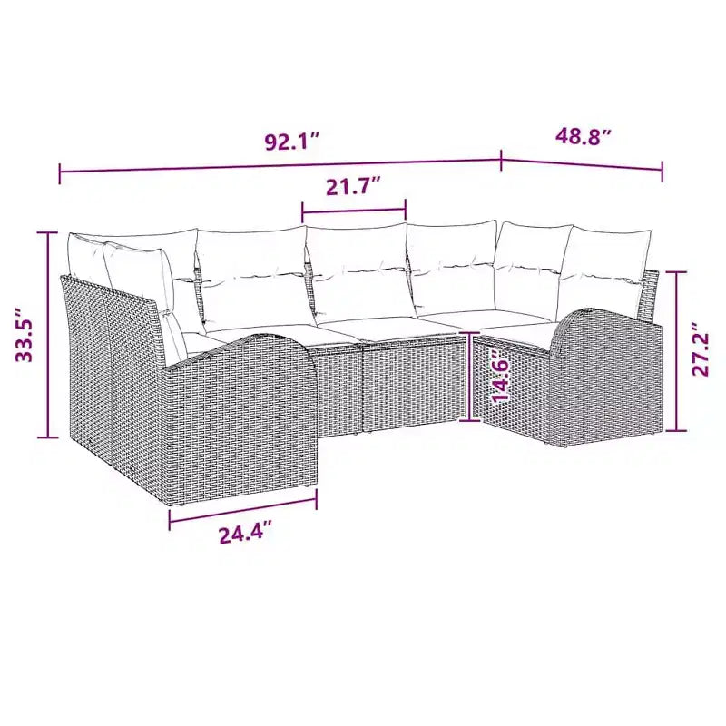 vidaXL Salon de jardin 6 pcs en résine tressée marron