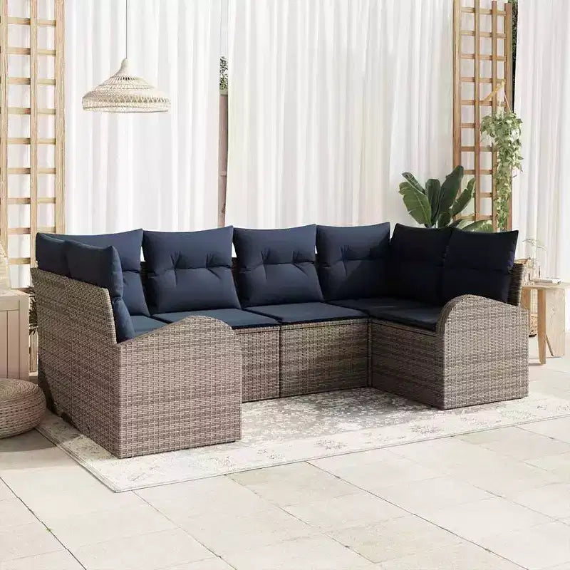 vidaXL Salon de jardin 6 pcs en résine tressée marron