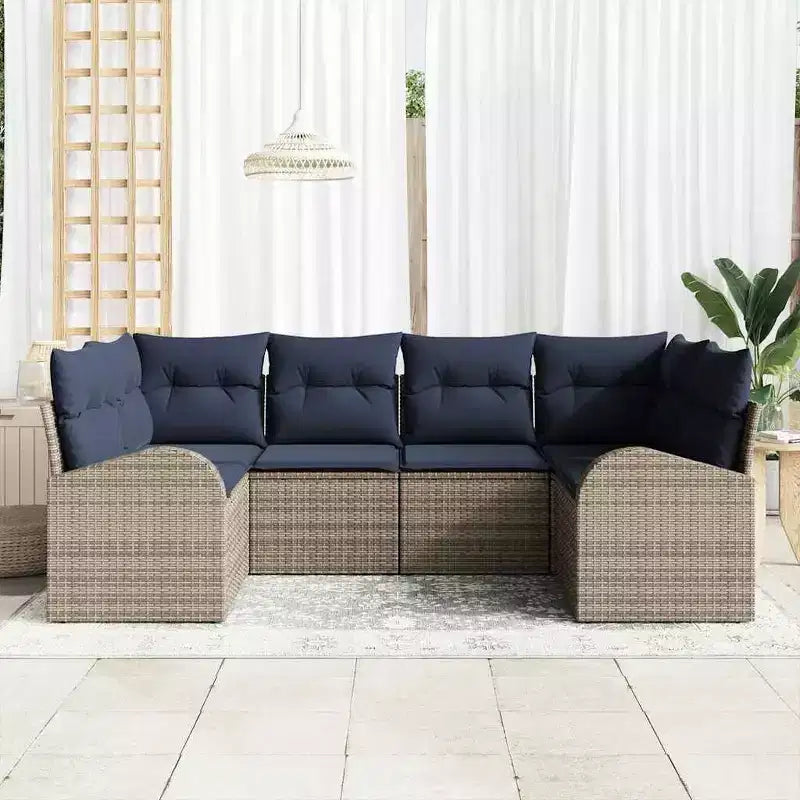 vidaXL Salon de jardin 6 pcs en résine tressée marron