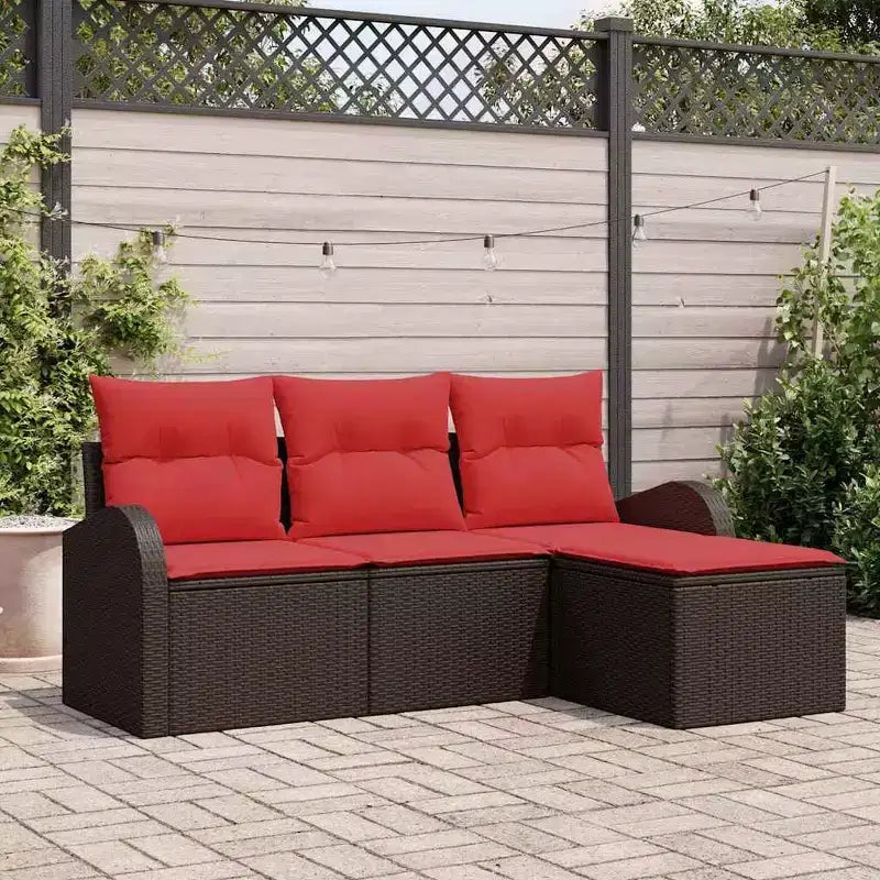 vidaXL Salon de jardin avec coussins 4 pcs Résine tressée marron