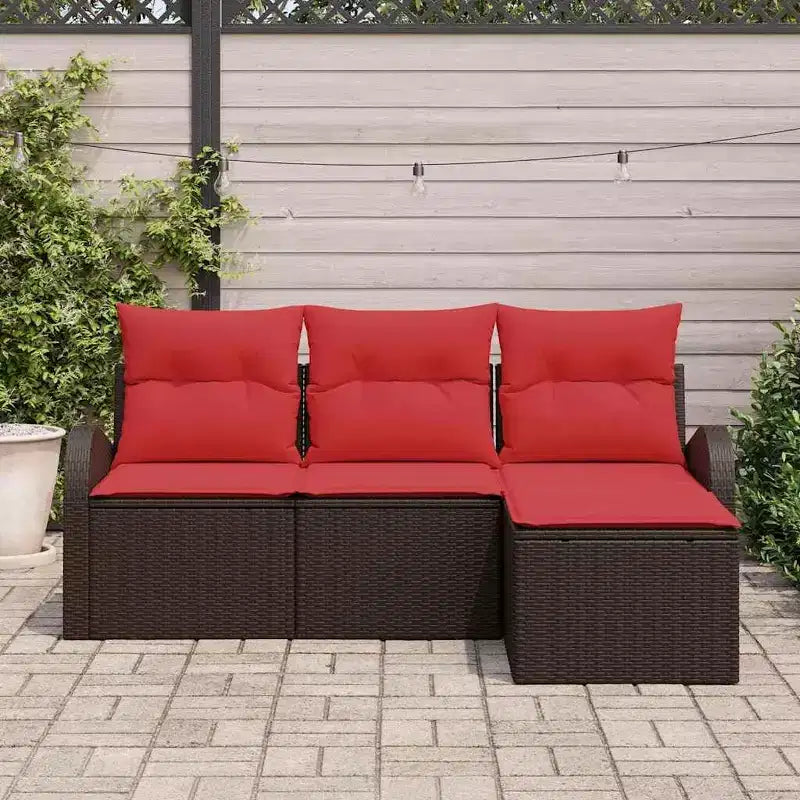 vidaXL Salon de jardin avec coussins 4 pcs Résine tressée marron