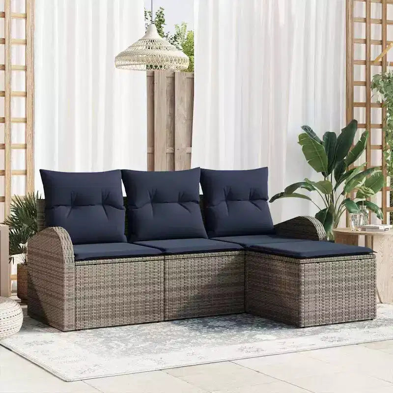 vidaXL Salon de jardin avec coussins 4 pcs Résine tressée marron