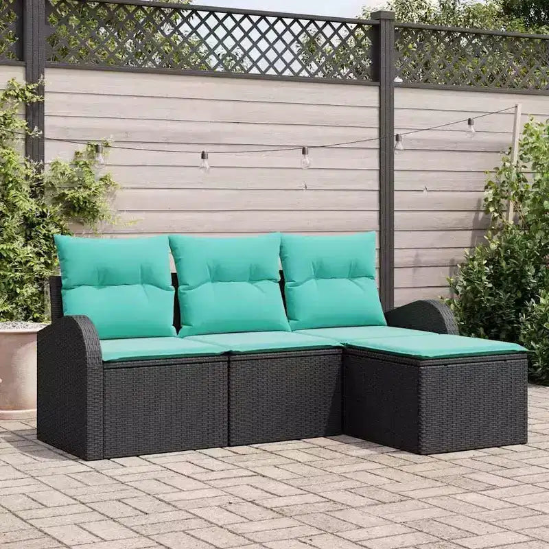 vidaXL Salon de jardin avec coussins 4 pcs Résine tressée marron